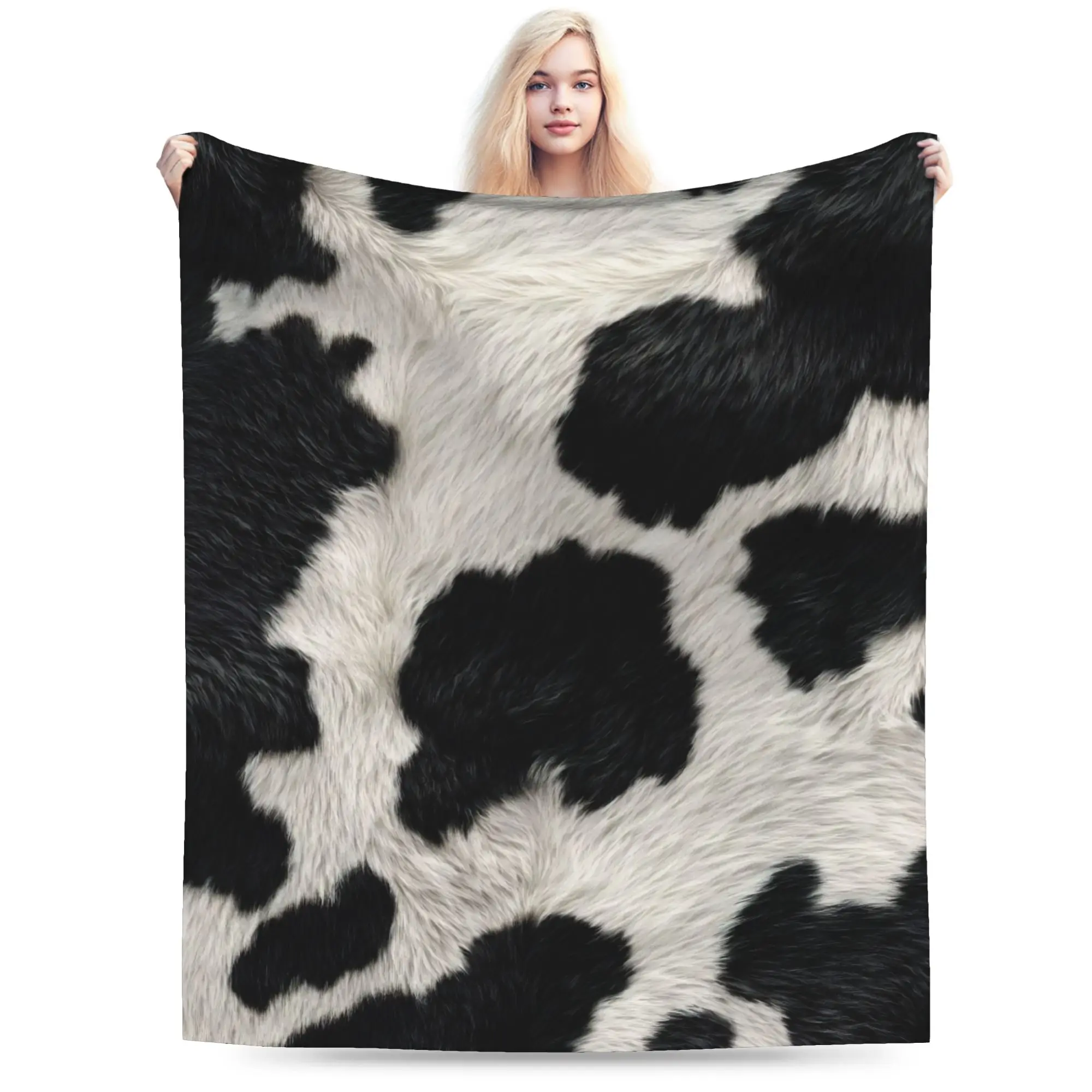 Cozy Rustic Cow Print Blanket Stuff Home Decorative  Throw Blankets Ultra-Soft Fleece for Car