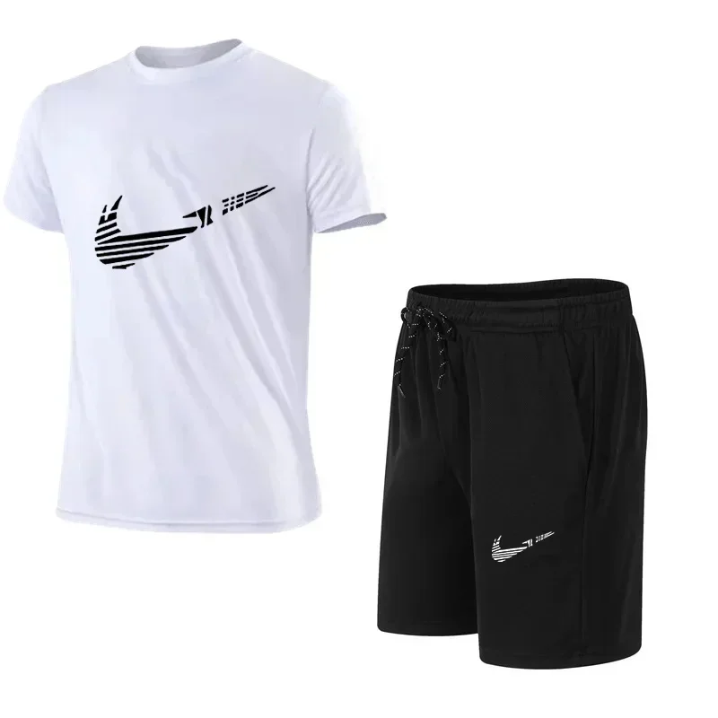 2025 Summer Fashion Men's Tracksuit T-shirt Shorts Set Leisure Short Sleeve Set… - Image 3