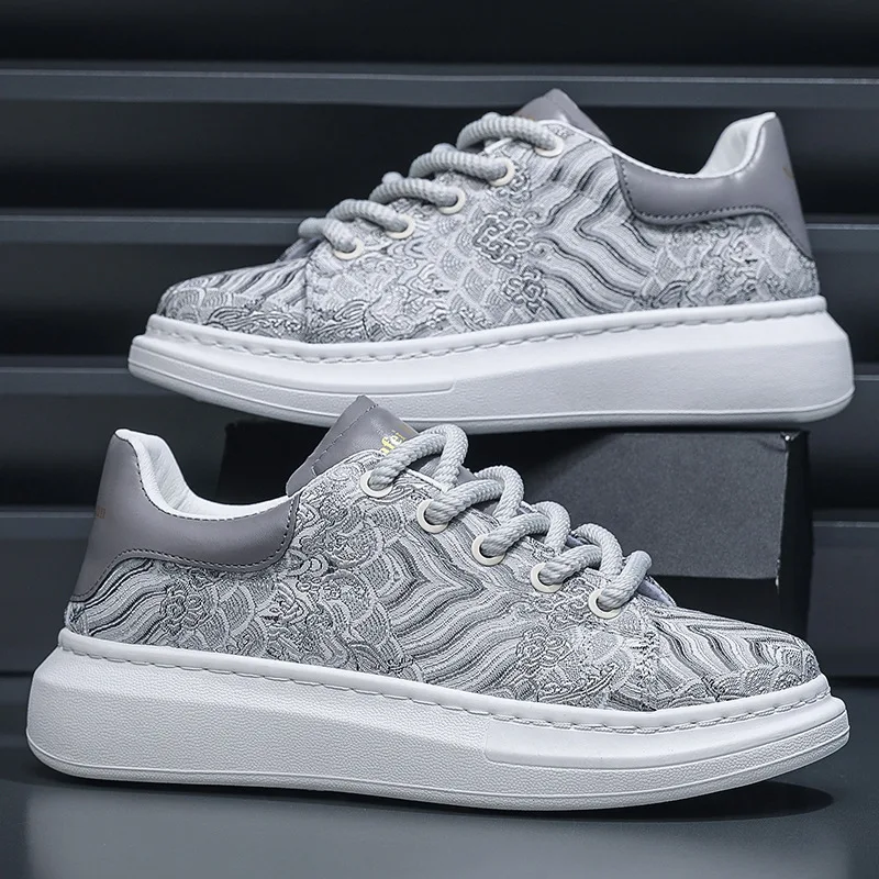 

2025 Chinese New Year Mens Casual Sneakers High Quality Silk Printed Mens Casual Shoes Breathable Sports Casual Trend Shoes