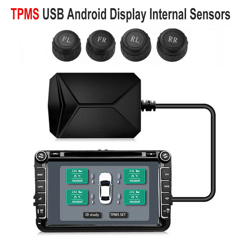 USB TPMS Tire Pressure Monitoring System Voltage Monitor Android Navigation Monitoring Alarm System Wireless Transmission TPMS