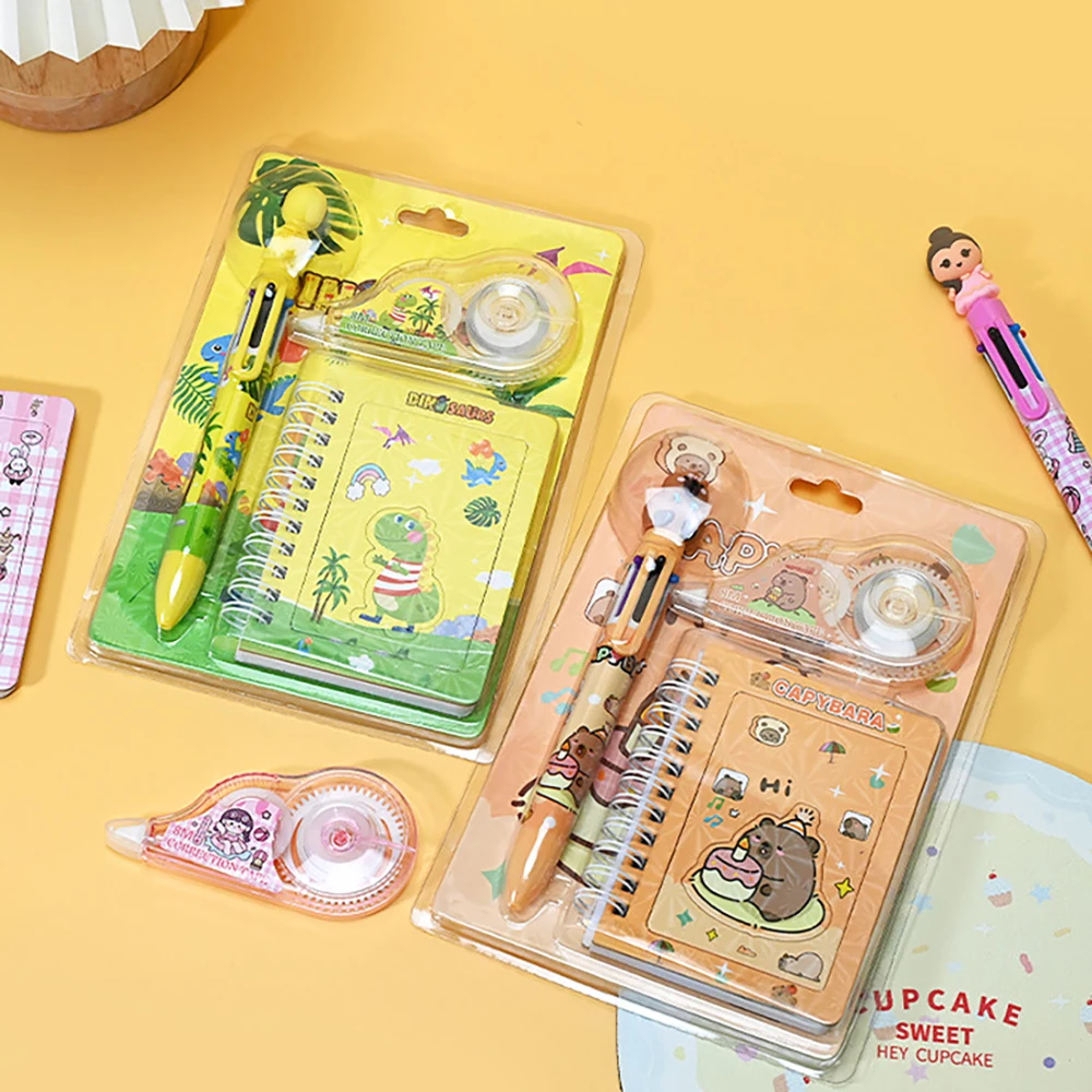 

Three piece Capibala Stationery Set Cartoon Cute Notebook Ballpoint Pen Set School Supplies, Student Prizes, Gifts