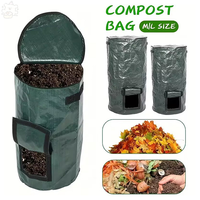 Outdoor Compost Box with Zipper and Double Handles Reusable Yard Garbage Bag 35x60cm&45x80cm