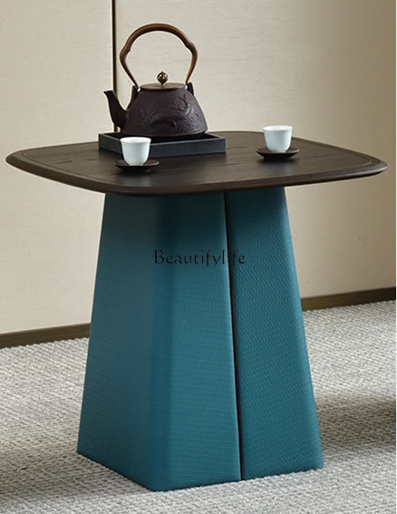 

New Chinese Style Living Room Ash Modern Small Coffee Table Balcony Square Tea Table