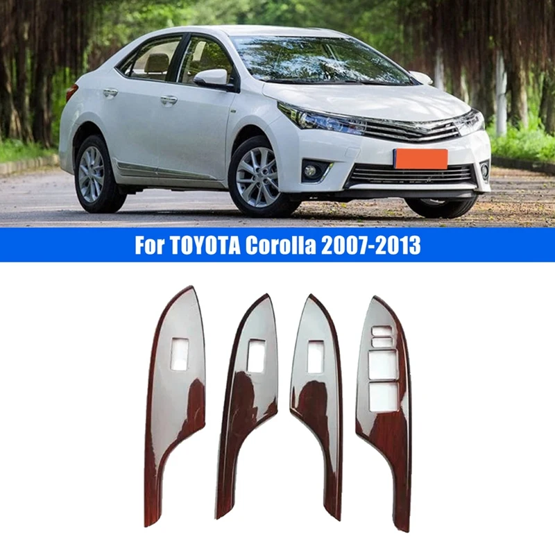 

For TOYOTA Corolla 2007-2013 Left Hand Drive 4PC Wood ABS Car Door Window Lift Switch Buttons Cover Trim Car Styling Parts