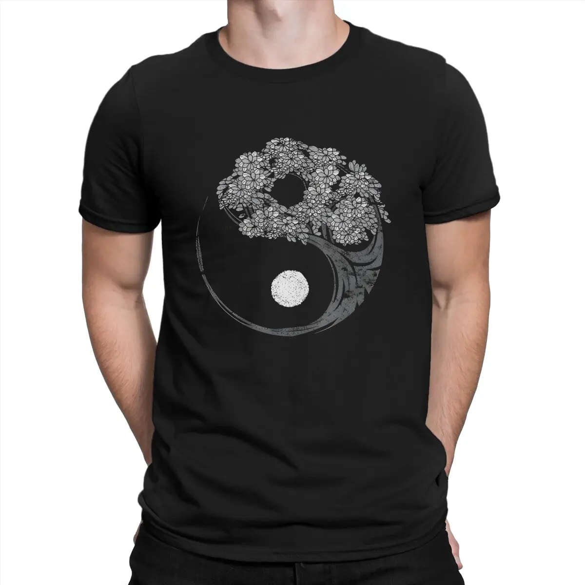 Enso Circle And Bonsai Asia  Japanese Yin And Yang Bonsai Tree Lovers T Shirt Goth Men's Tees Summer Cotton Clothing Harajuku