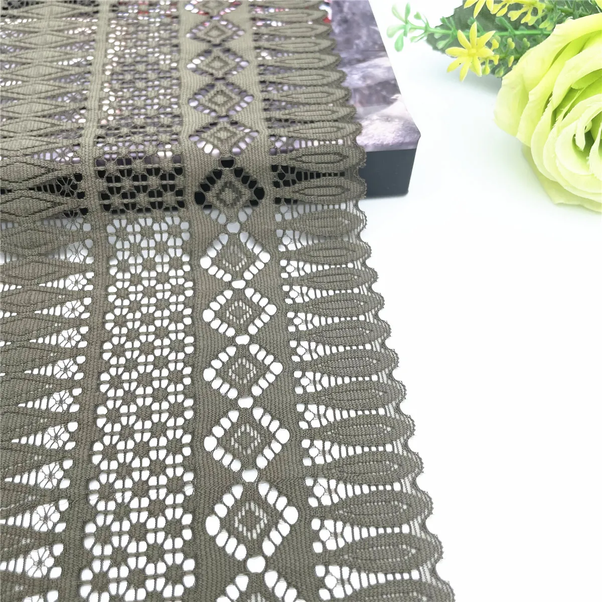 3y/lot Width 8 1/4 inch 21cm Olive Green Elastic Lace Trim Lingerie Sewing Craft DIY Apparel Fabric Lace Garment Accessory