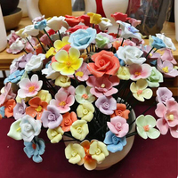 5X Ceramic Handmade Artificial Flowers Fake Flower Creative Art Home Decor for Party Wedding Garden Valentine's Day Prop Floral