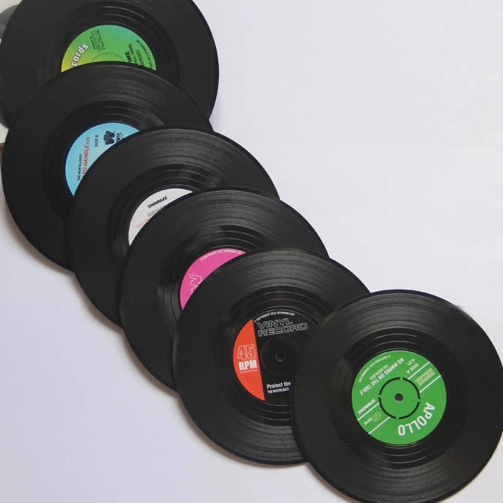 Posavasos de disco de vinilo Vintage, posavasos ecológicos para bebidas frías y calientes, accesorios de cocina de primera calidad, 6 uds.