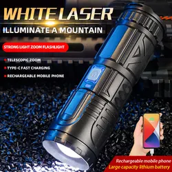 Outdoor Portable Flashlight AG55 Laser USB Rechargeable Flash light Emergency Power Bank Function LED Light Mountaineering Torch