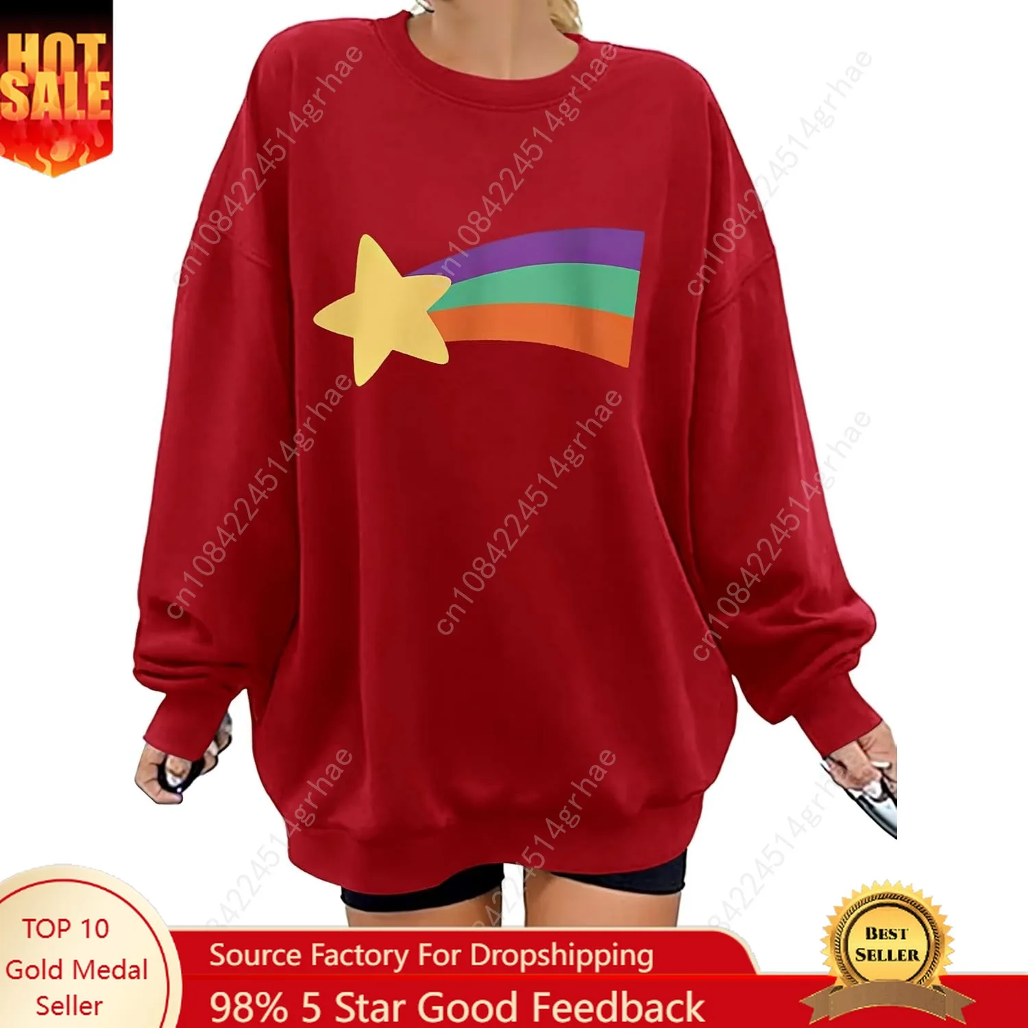 

Mabel Pines Cosplay Costume for Women Kids Girls Rainbow Star Crewneck Sweatshirt Gravity Falls Halloween Pullover