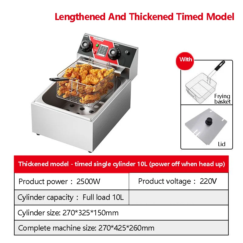 Fritadeira elétrica com tanques removíveis duplos 10L 2500W Fritadeira comercial de bancada para frango batatas fritas fritas