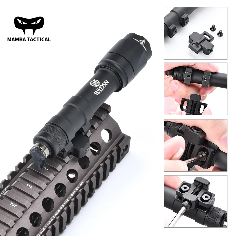 Tactical Mini Metal Offset Base Surefir M300&M600 WADSN Flashlight Scout LightCNC Mount Fit Keymod Mlok Rail Hunting Accessories