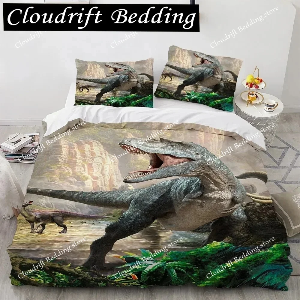 3D Dinosaur Bedding Sets Jurassic World Polyester Duvet Cover Sets Unique Dinosaur Bedding for Boys Adults Full King Twin Size