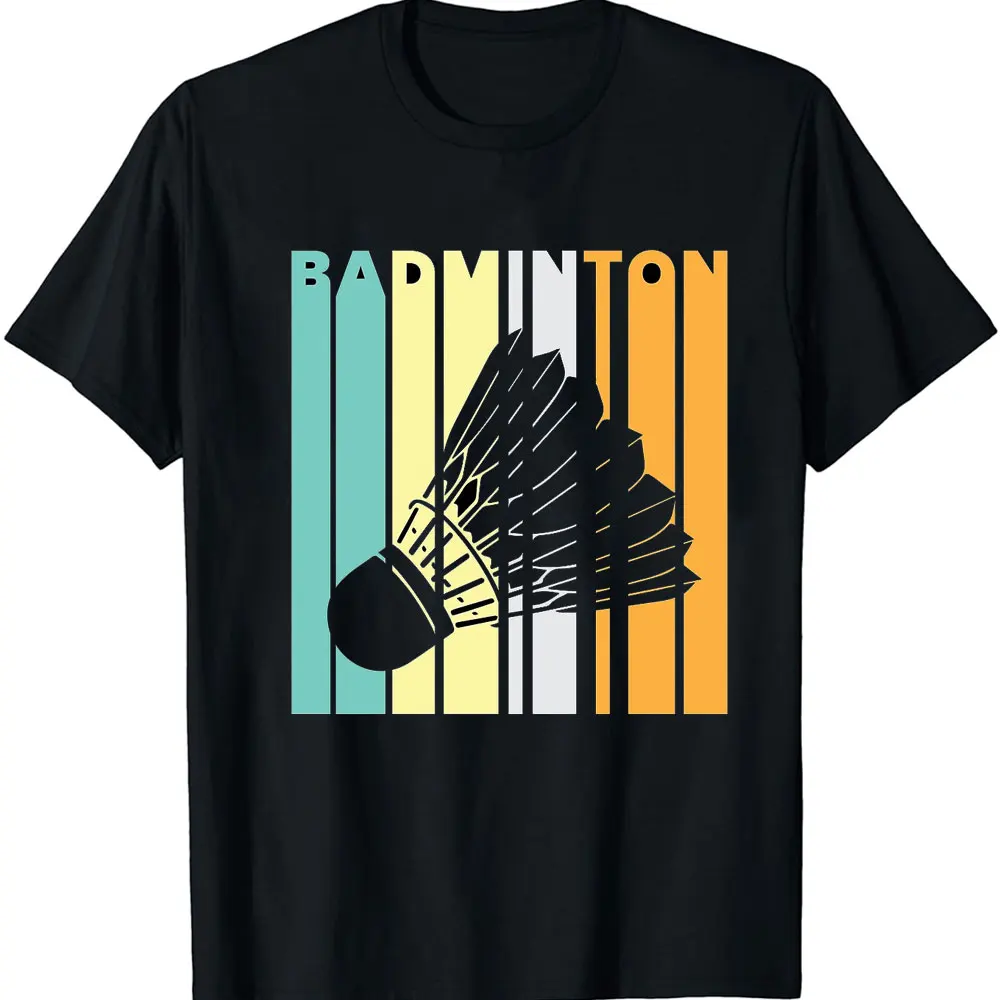 Badminton with The Shuttlecock in Retro Look T-Shirt Outdoor Enthusiasts Tee Tops 100% Cotton Ventilate Vintage Men Clothing