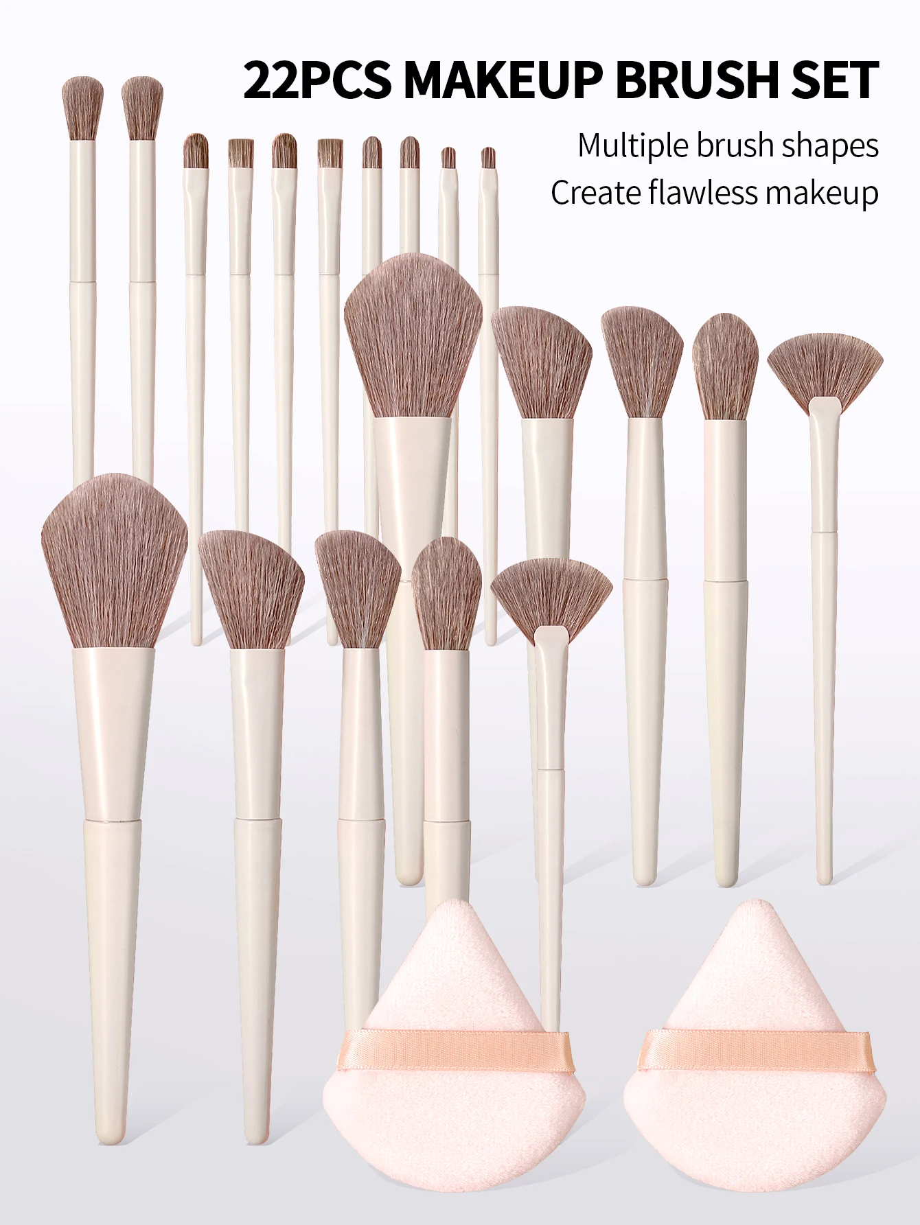 Eyeshadow and foundation brushes in use