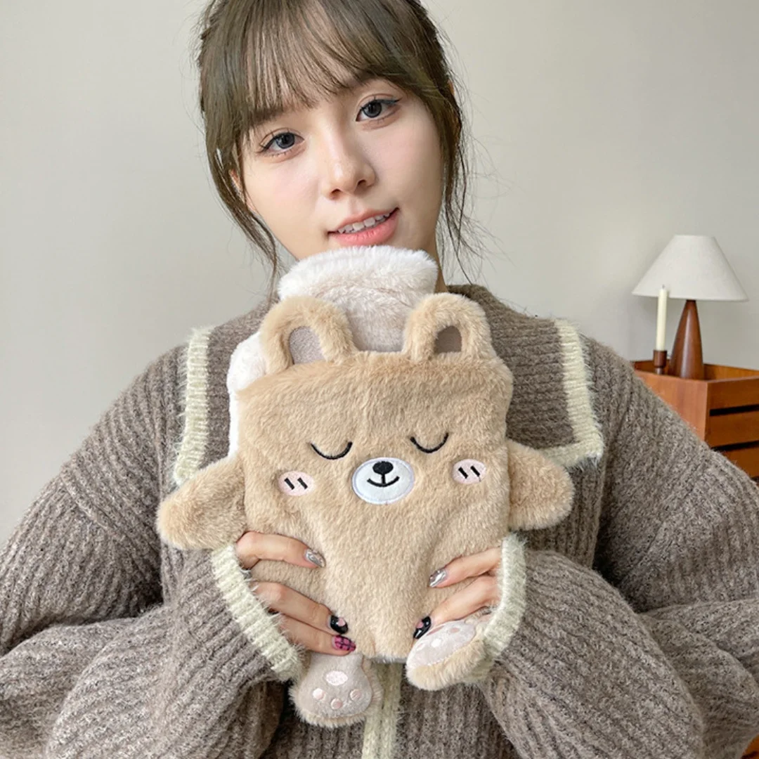 Kawaii Insulation Hot Water Bottle Plush Rubber Hand and Foot Belly Warmer Explosion-proof Hot Water Bag for Women Period Cute