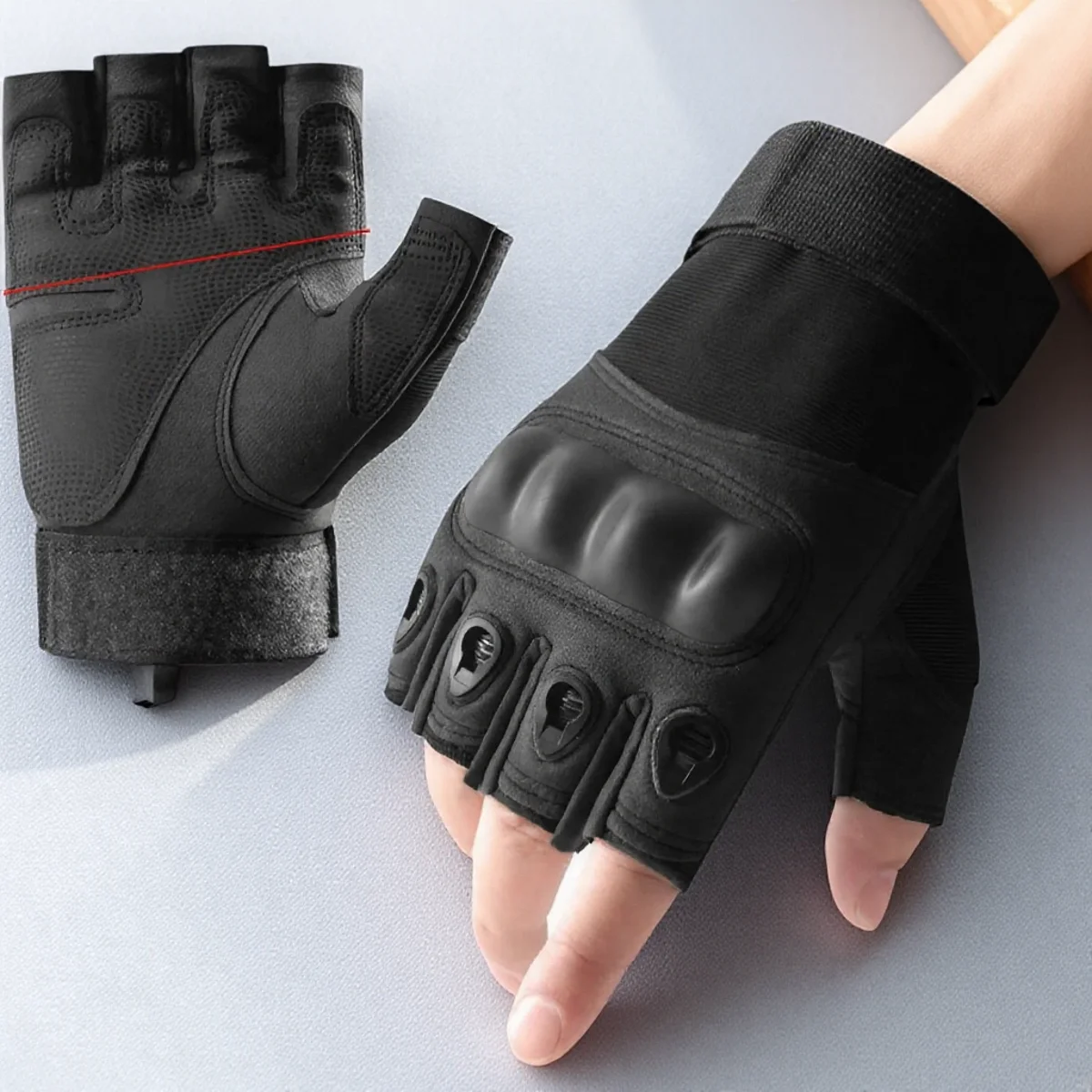 

1 пара прочных тактических перчаток с половиной пальца для активного отдыха, стрельбы, охоты, скалолазания, езды на мотоцикле