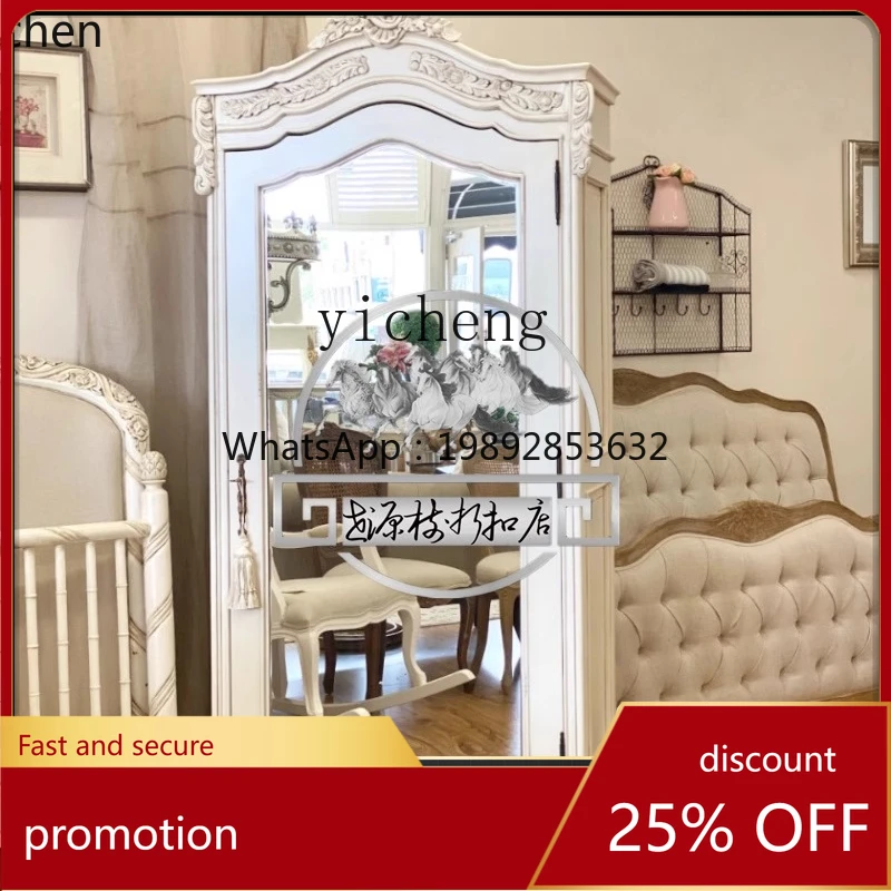 

YFY birch old wardrobe, carved mirror wardrobe storage cabinet furniture home