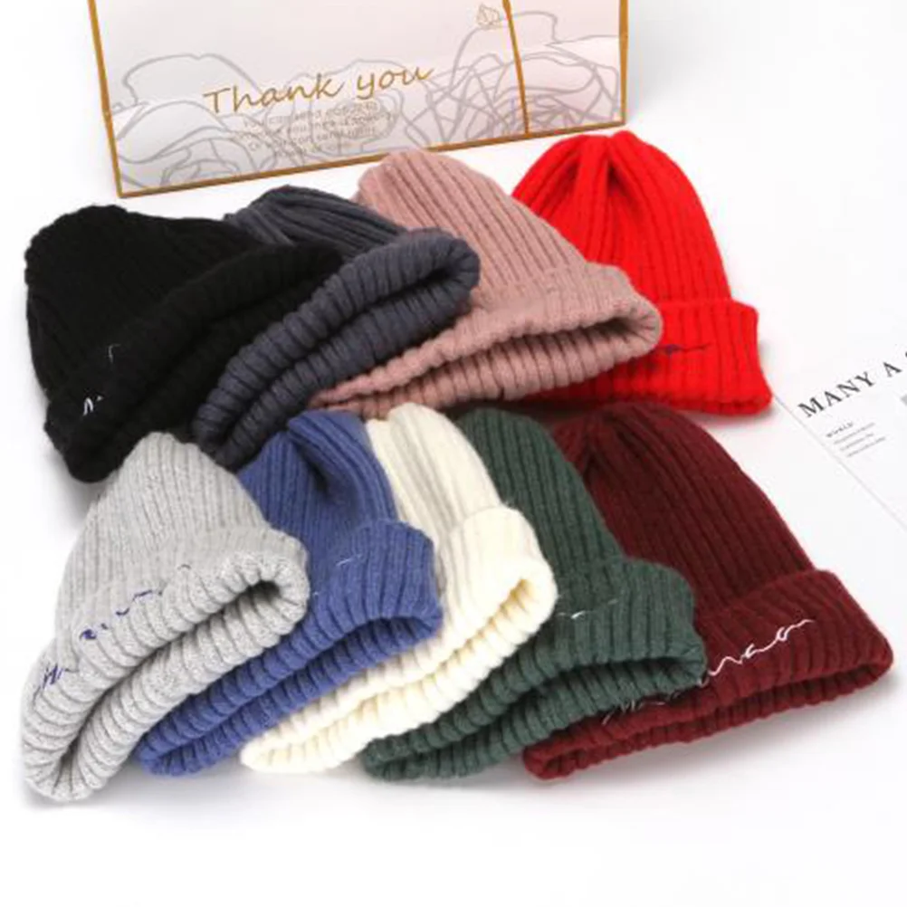 

Kids Winter Knitted Creative Woolen Hat Black Warm Beanie Ideal for Outdoor Casual Children Headwear Kids Winter Knitted Cap