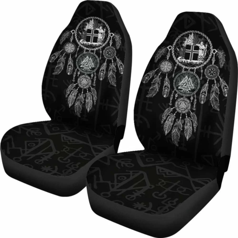 Viking Dreamcatcher Iceland Coat Of Arms Car Seat Covers,Pack of 2 Universal Front Seat Protective Cover