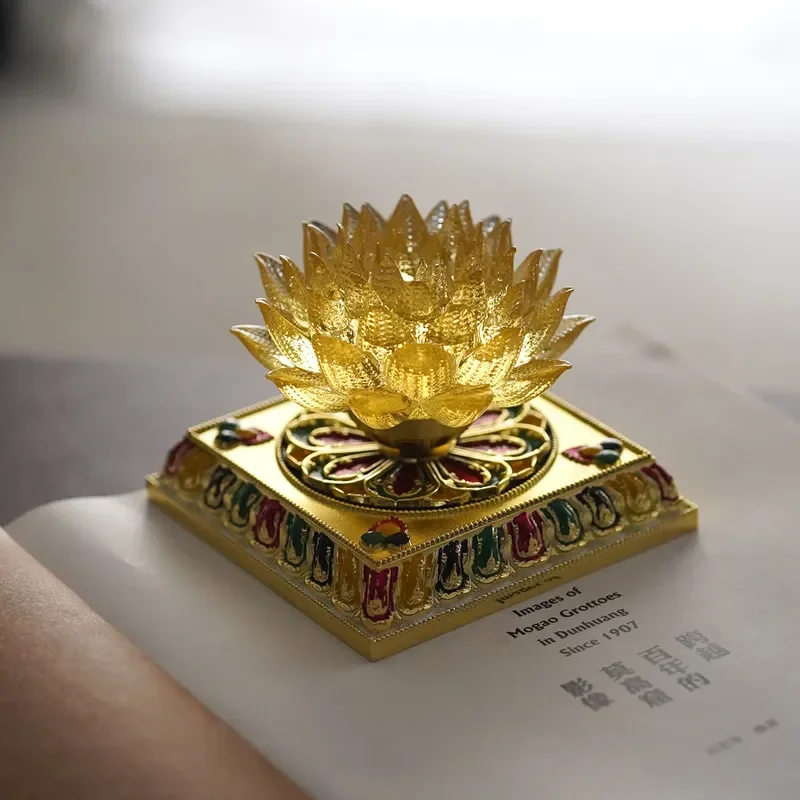 Glazed Lotus Lamp for Buddhist Altar Guanyin Buddha Statue Color Changing LED Offering Light Home Decor Zen Meditation Room