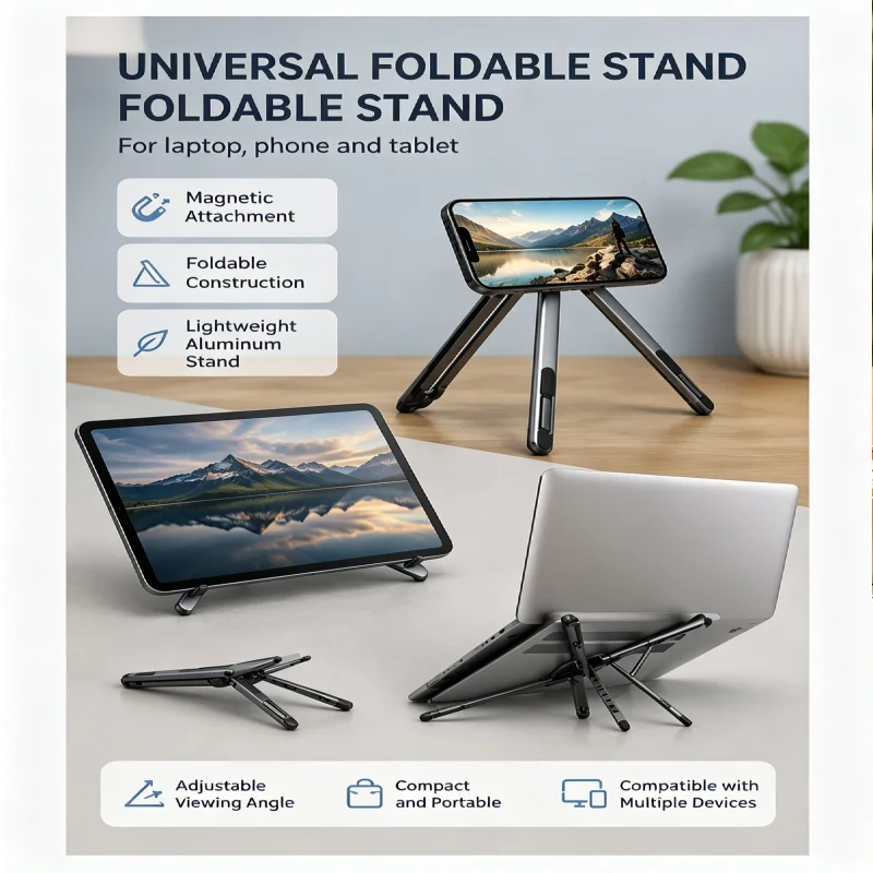 Foldable Magnetic Laptop Table Stand Notebook Support Portable Adjustable Stand Heat Dissipation Holder for Smart Mobile Phone