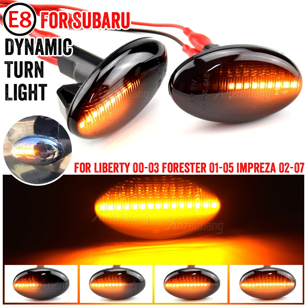 2Pcs Dynamic Led Side Marker Turn Signal Light Sequential Blinker Lamps For Subaru Impreza WRX STI Forester Liberty