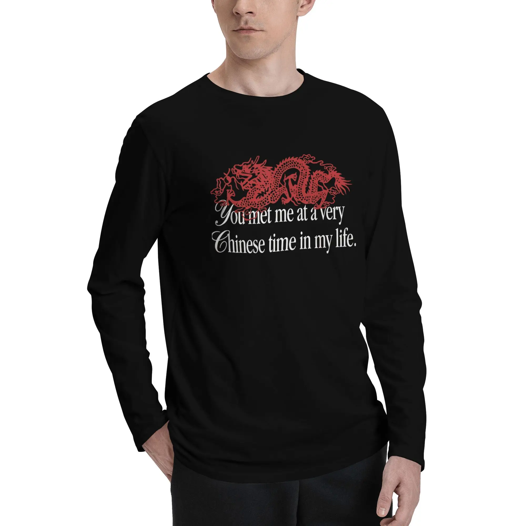 Du hast mich in einer sehr chinesischen Phase meines Lebens getroffen. Harajuku-Sweatshirt für Männer und Frauen, China-Meme, langärmeliges Kapuzenoberteil, Winterpullover. – Detail 2