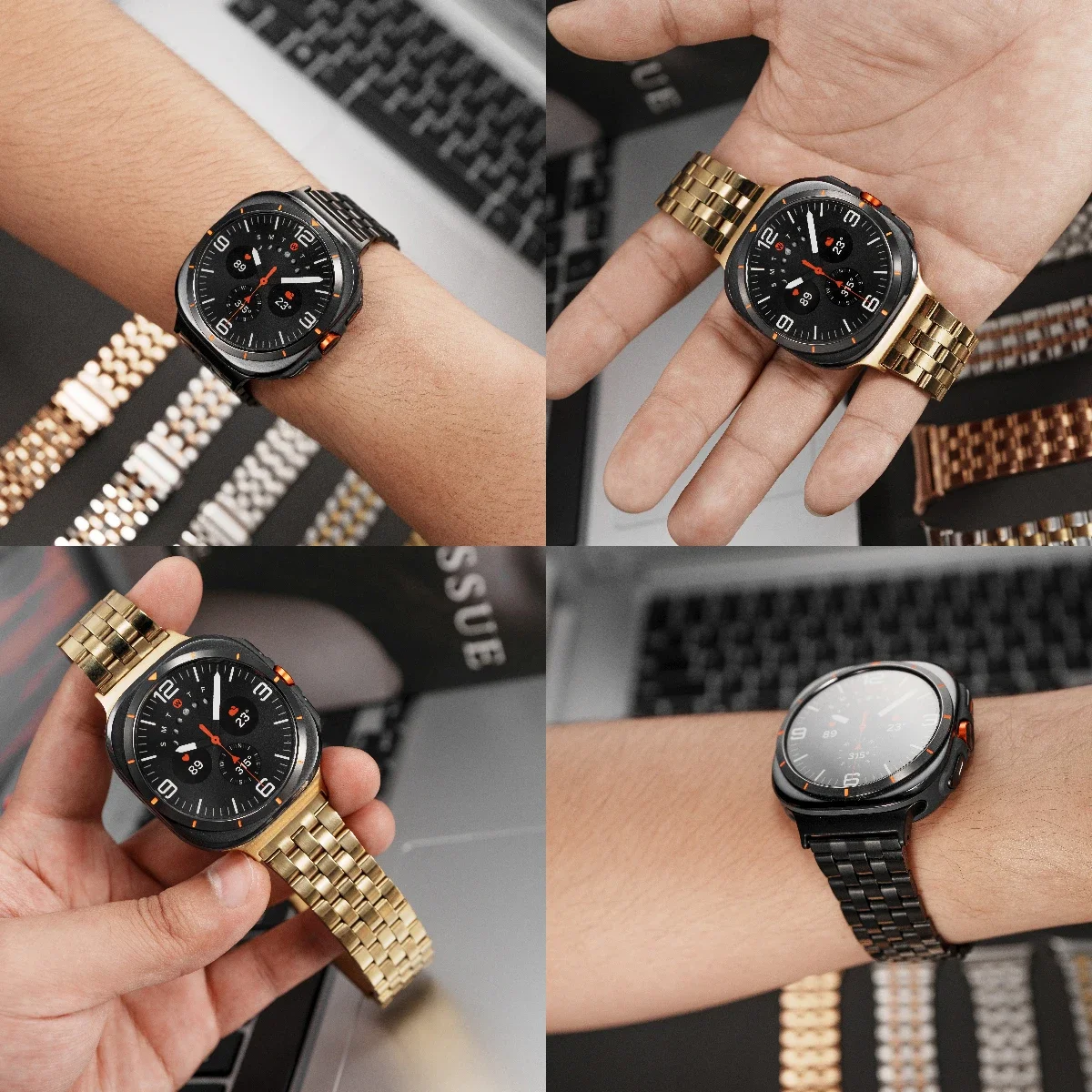 حزام من الفولاذ المقاوم للصدأ لساعة سامسونج جالاكسي 8 40 ملم 44 ملم 8 كلاسيكي 46 ملم جالاكسي الترا 47 ملم 2025 سوار معدني معصمه