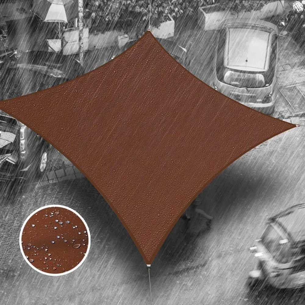 Brown 7x10 Waterproof Sun Shade Sail for Outdoor Patio, Garden, Carport with 95% UV Blockage and Customizable Awning