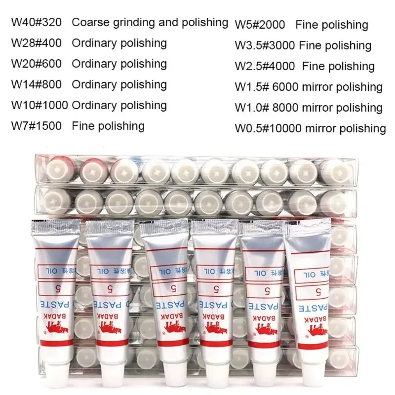 12pcs Diamond Polishing Lapping Paste Compound Syringes W0.5 ~40 Micron Glass Metal Grinding Polishing Abrasive Tools