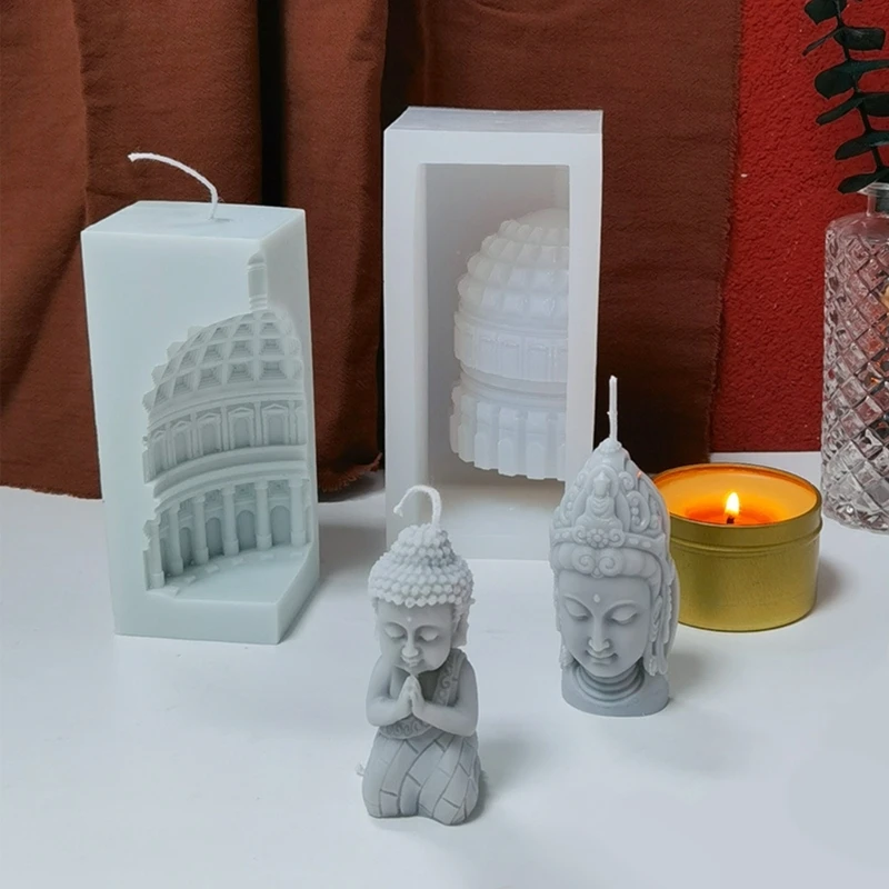 Molde silicona para estatua Buda, molde para velas antiadherente, fácil desmoldar para hacer velas, jabón, decoración