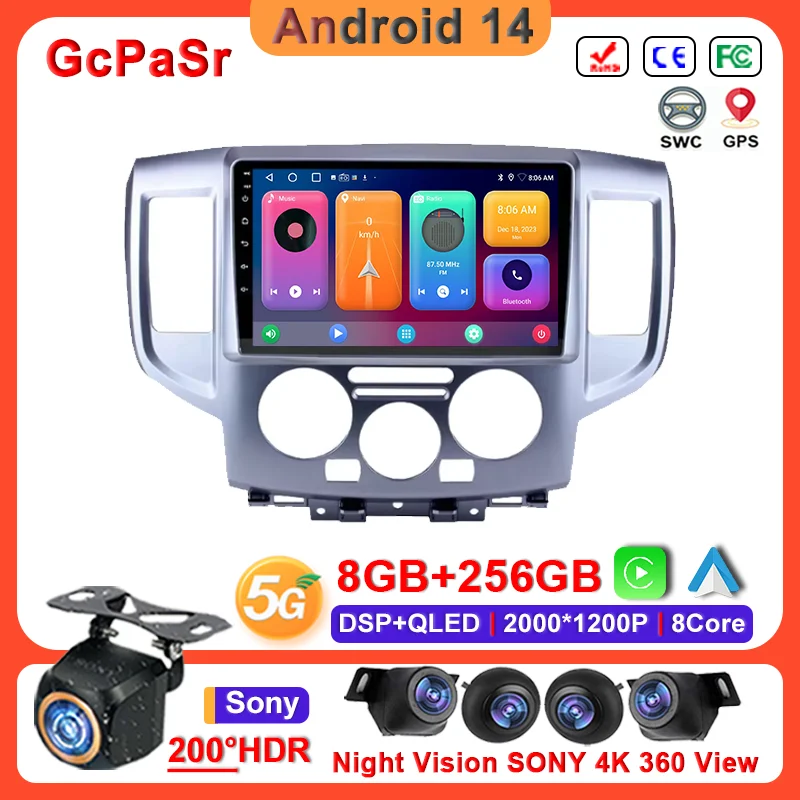 

10 inch Android 14 Carplay Auto Car Radio For NISSAN NV200 2009 - 2016 Multimedia Player Auto Radio Dash Cam Stereo Head Unit 5G
