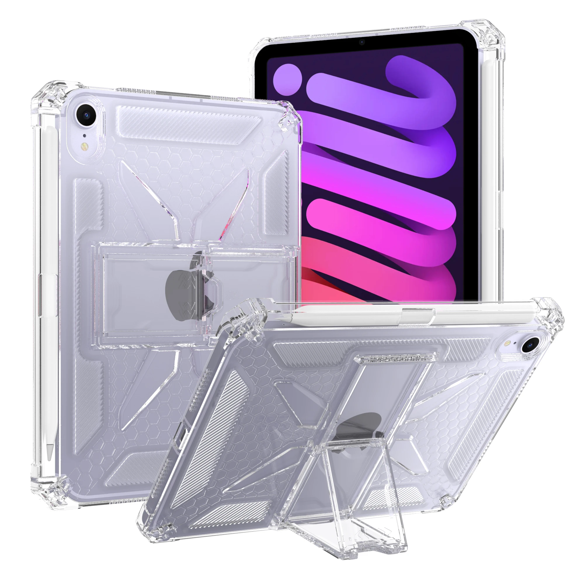 

Чехол для iPad mini 6/7 с подставкой, прозрачный защитный чехол со слотом для ручки для iPad A17 Pro 2024, 8,3 дюйма A2993 A2995 A2996