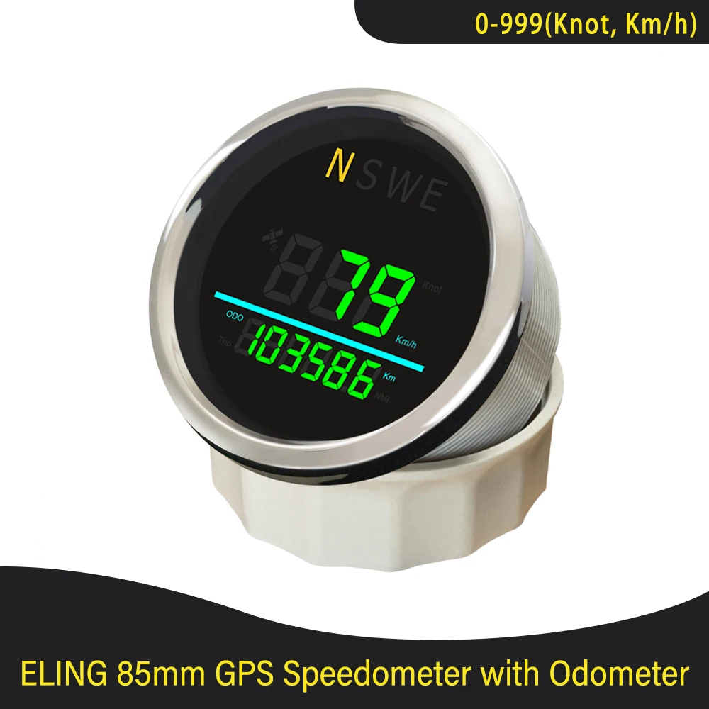 

Новейшая доставка, цифровой GPS-спидометр 85 мм 0-999 (Knots, km/h) для морской парусной яхты с подсветкой, GPS-антенна 12 В 24 В