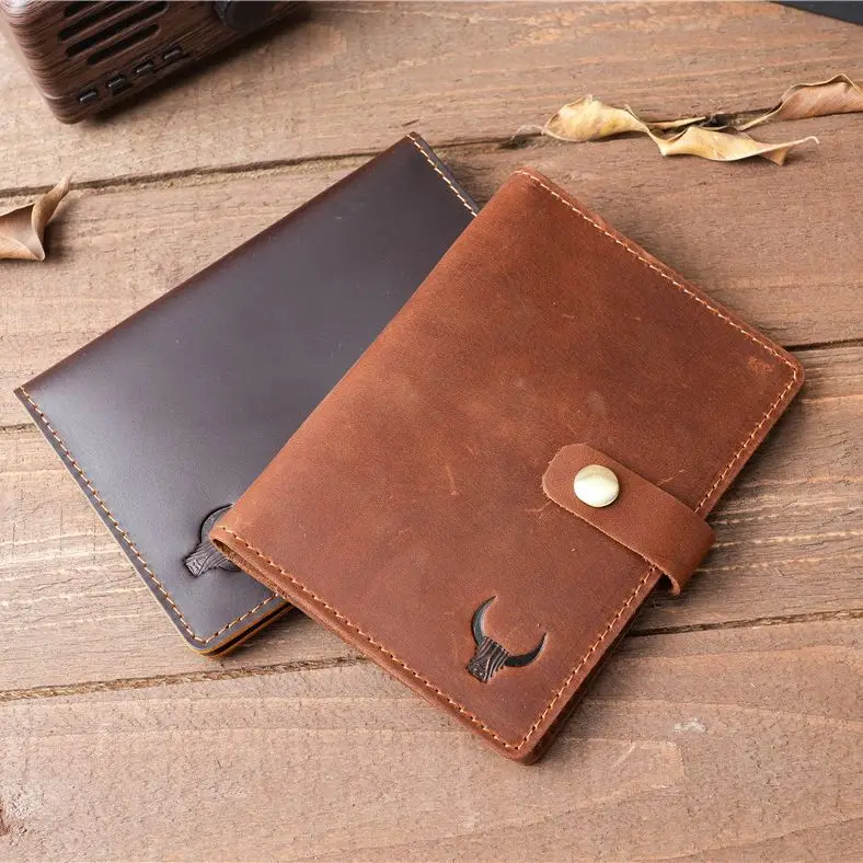 

Кожаный дорожный кошелек Crazy Horse для мужчин, винтажный чехол для паспорта из воловьей кожи, сумка-картхолдер, повседневный мужской кошелек