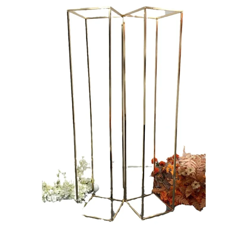 

Wedding props, large gold square wrought iron shelf, cuboid, flower stand, screen, ornament cloth.