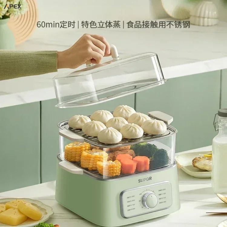 Household electric steamer. Stewing & cooking. Multi-layer breakfast. Three-layer, multifunc. Cooking pot.