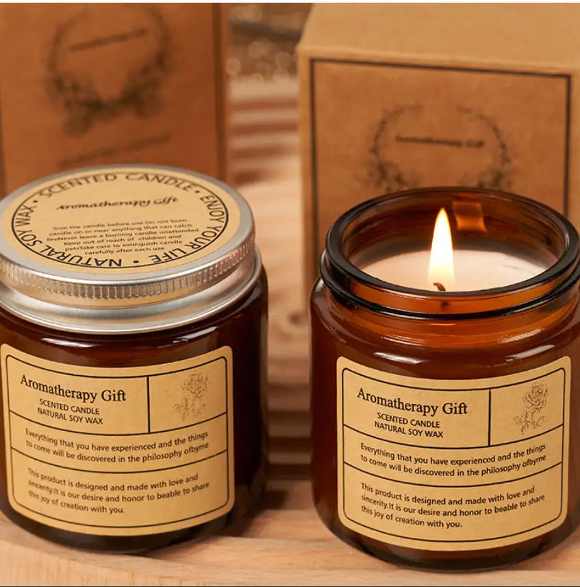 

327264 Ароматические свечи из янтарного стекла для трансграничной торговли | Ароматические свечи из соевого воска в стеклянных банках для романтического настроения в спальне, на свадьбу и для пар.