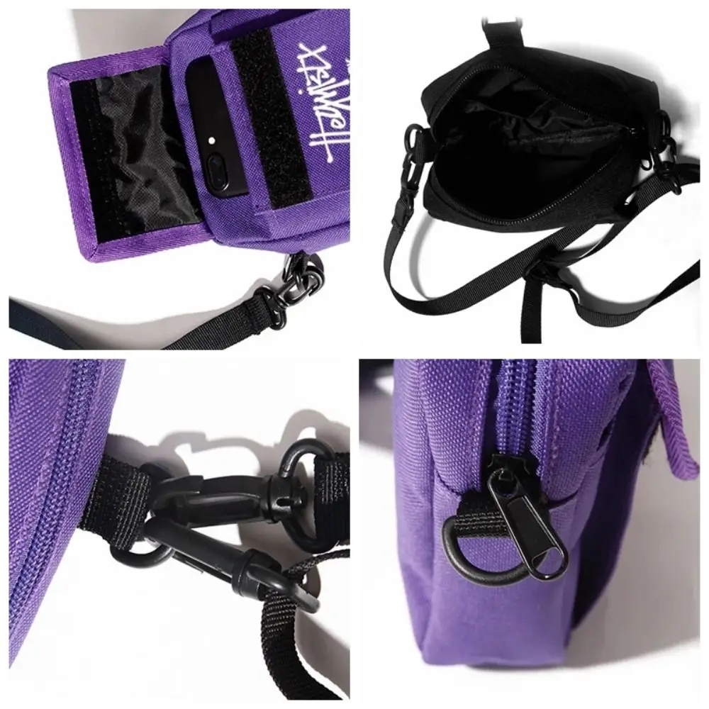 

Retro Korean Style Men Sling Bag Wallets Solid Color Mini Crossbody Bag Zippers Letters Shoulder Chest Bag Couple