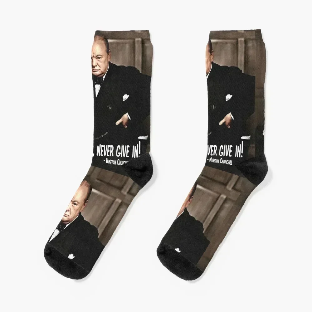 Never, Never,, Never Give In! Socks funny gift sports and leisure set japanese fashion Women Socks Men's