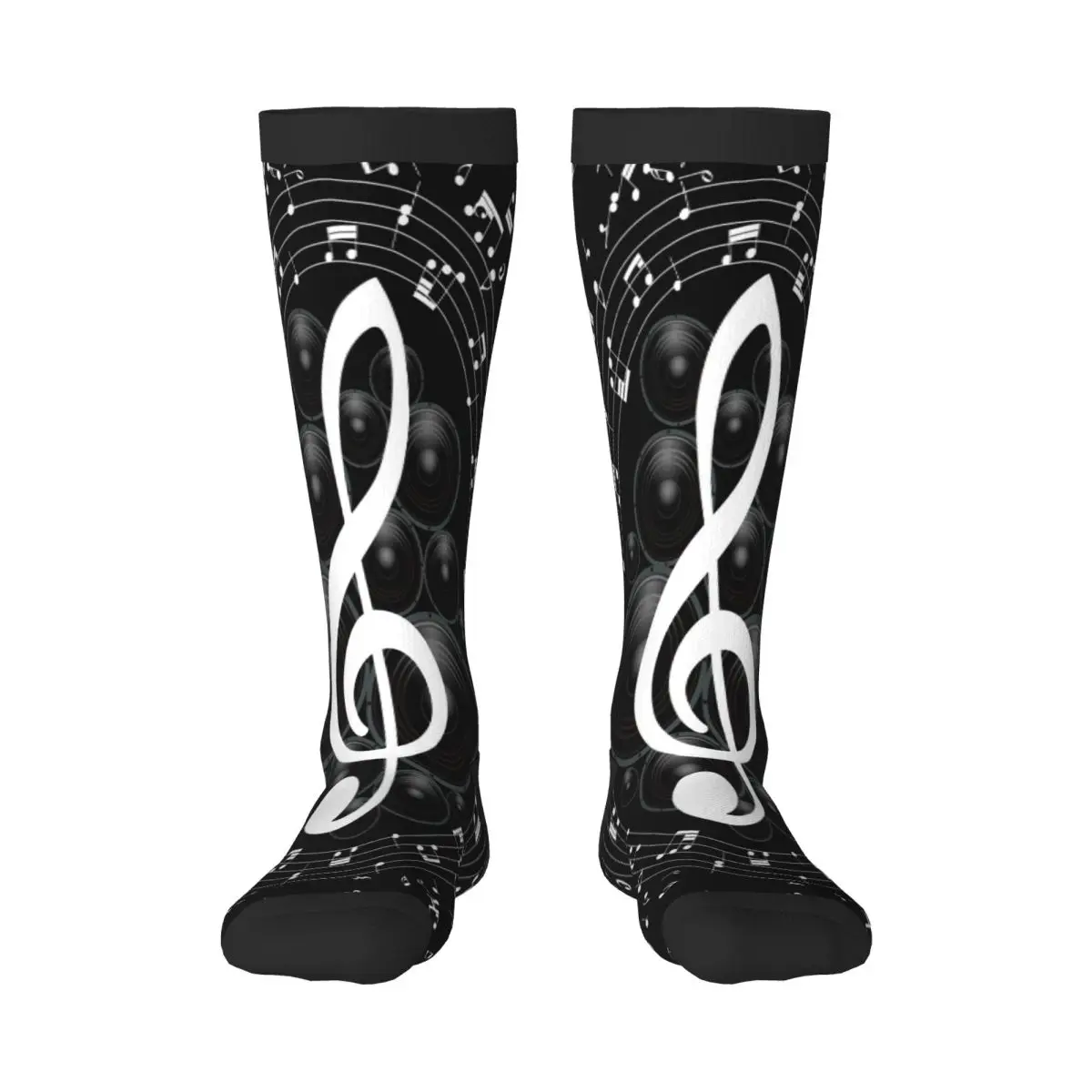 Spring/autumn over the knee socks Musical Notes Staff Background school dance long stocking