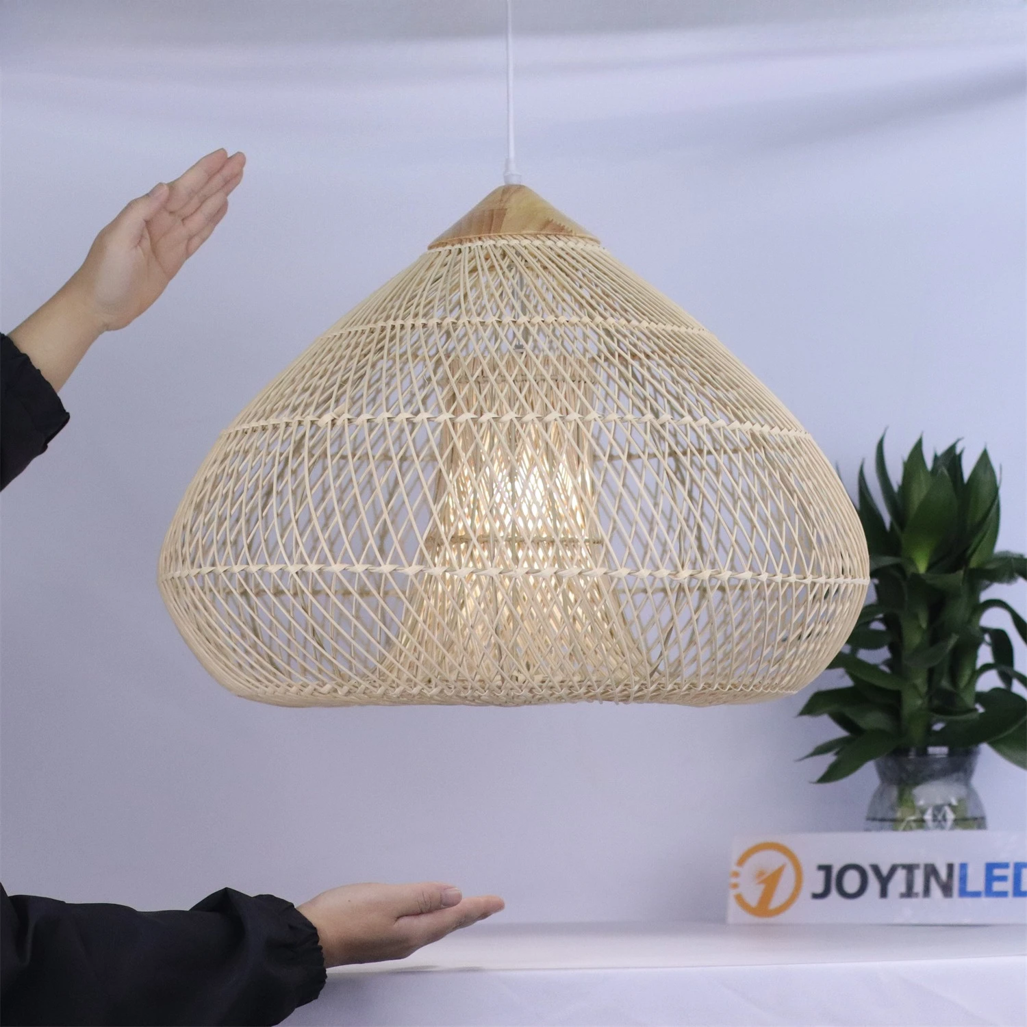 

Потолочный светильник JOYINLED 60/80 см, уникальный, в стиле ваби-саби, ручной работы, из ротанга и дерева, подвесной светильник E26/E27, люстра