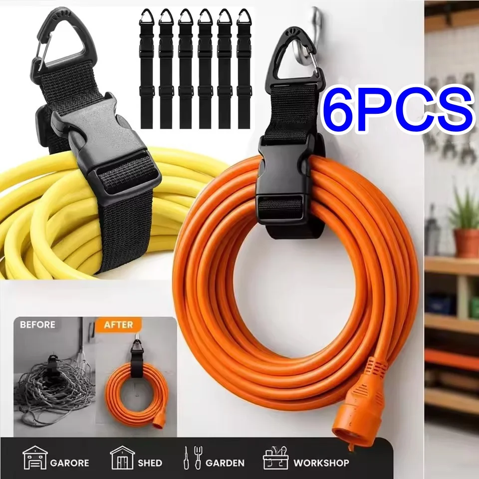 6/1PCS 45cm Adjustable Extension Cord Organizer with 3 Axis Buckle Heavy Duty Storage Strap for Workshop Garage Organization