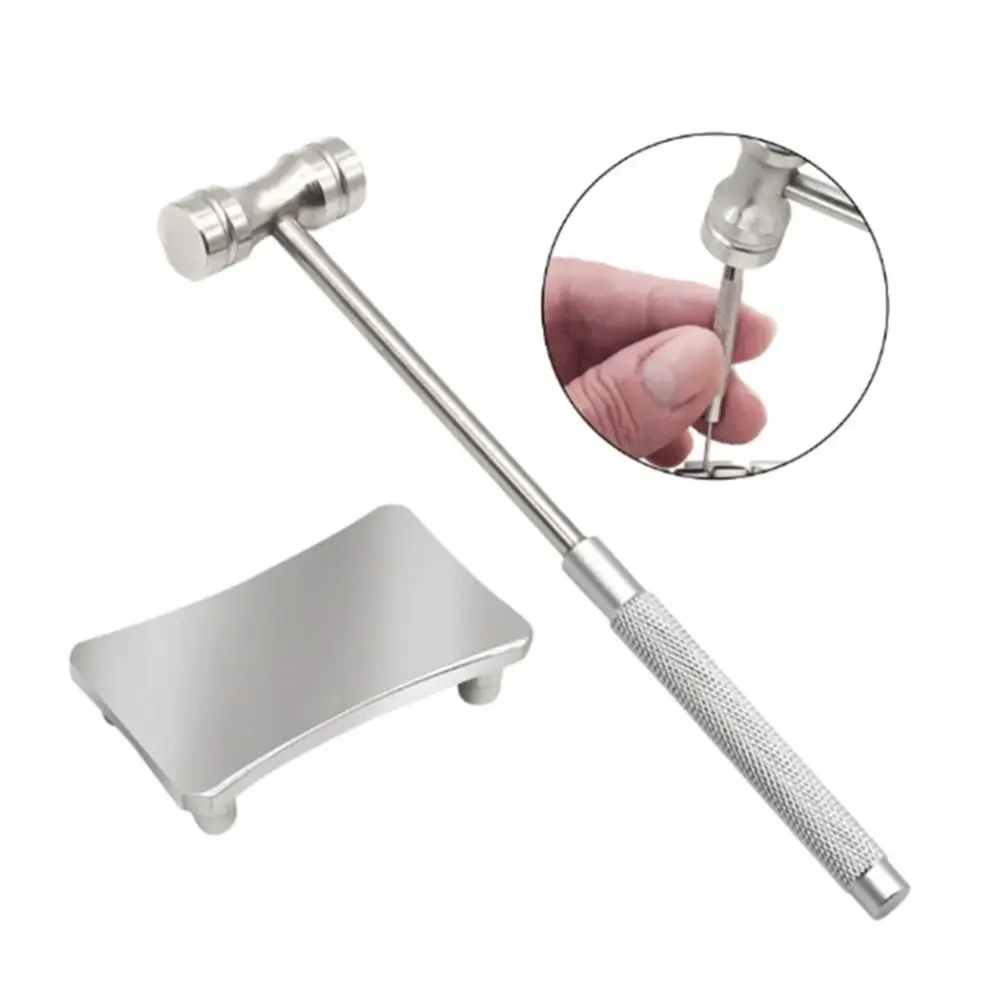 2 قطعة/المجموعة المضادة للانزلاق ساعة أداة إصلاح مجموعة قاعدة مستقرة دائم حزام (استيك) ساعة أداة لوح فولاذي جولة المطرقة سوار أداة إصلاح #4