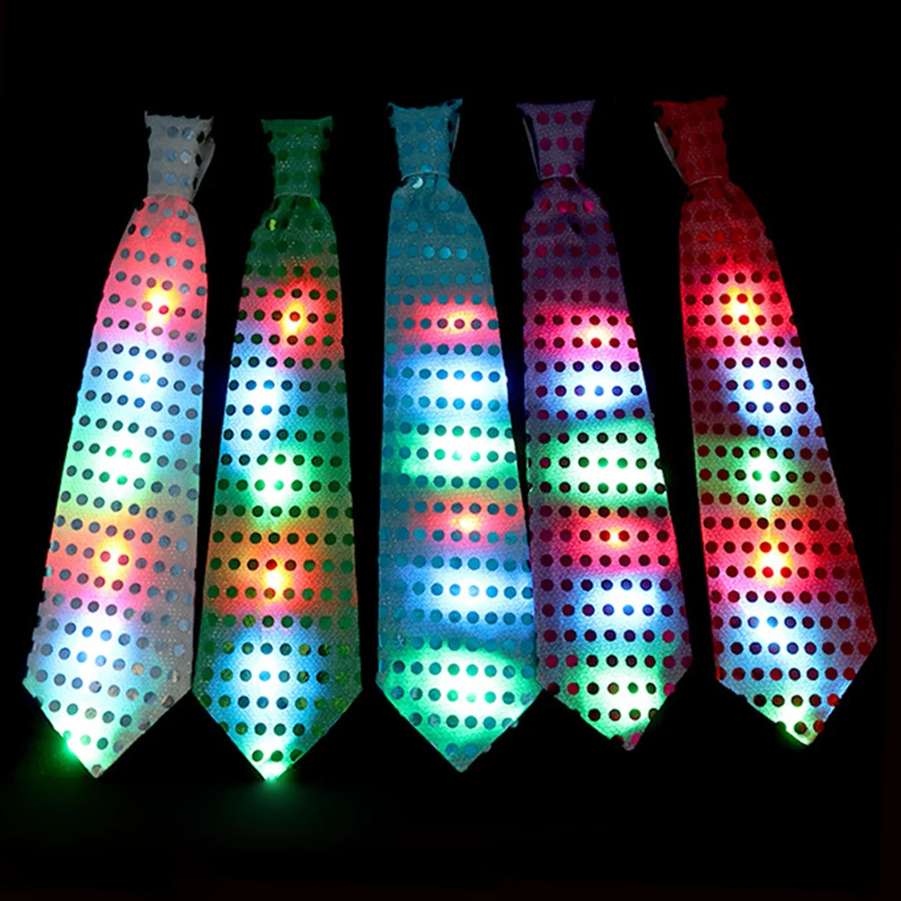 

Party Tie Lights,LED Mens Sequins Bowtie Wedding Multiple Color, Mens Fashion Flashing Skinny Tie, For Weddings, Parties