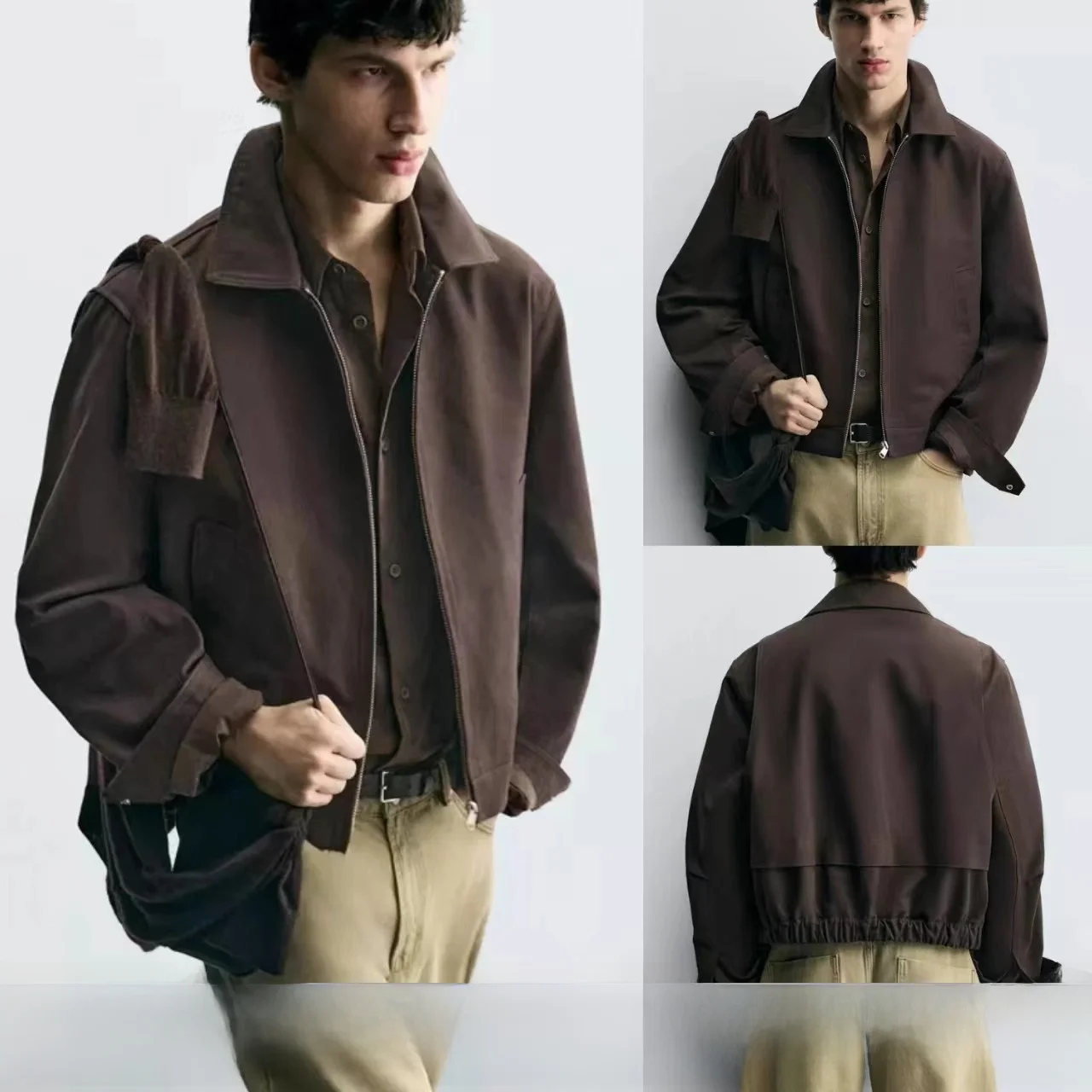 

Повседневная свободная мужская куртка на молнии с эластичным подолом, осеннее новое поступление, молодежная повседневная одежда, хлопок, 00% длинный свек, подставка