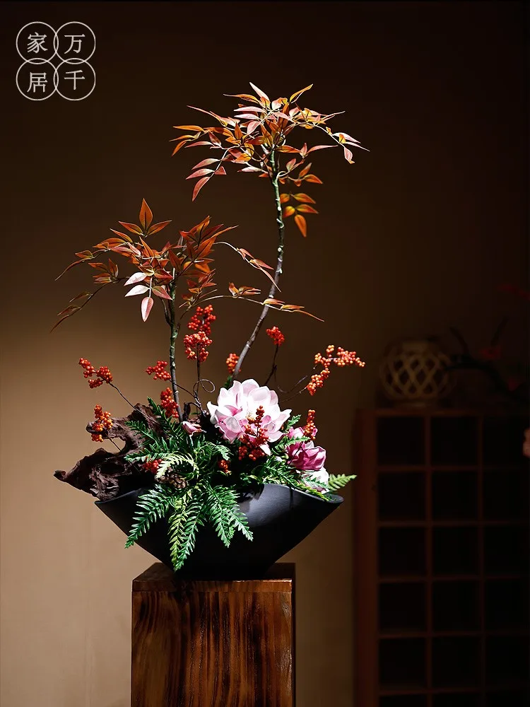 New Chinese ceramic vase ornament, high-end zen flower arrangement