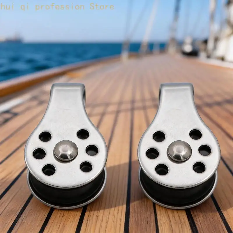 Rope Guide Pulley Block Set of 2 Stainless Steel Single Wheel Ball Bearing Hardware for Gym Cable System Repair H8WE