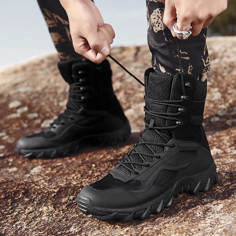 Men Shoes New Tactical Boots Man Lightweight Outdoor Non-Slip Men Zapatillas Hombre Motorcycle Boots Anti-Slip Training Footwear